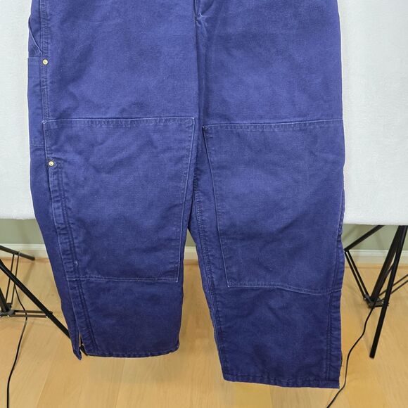 Vtg Carhartt Duck Bib Overalls Canvas Double Knee Mens 42x30 Insulated Quilted - Picture 8 of 16